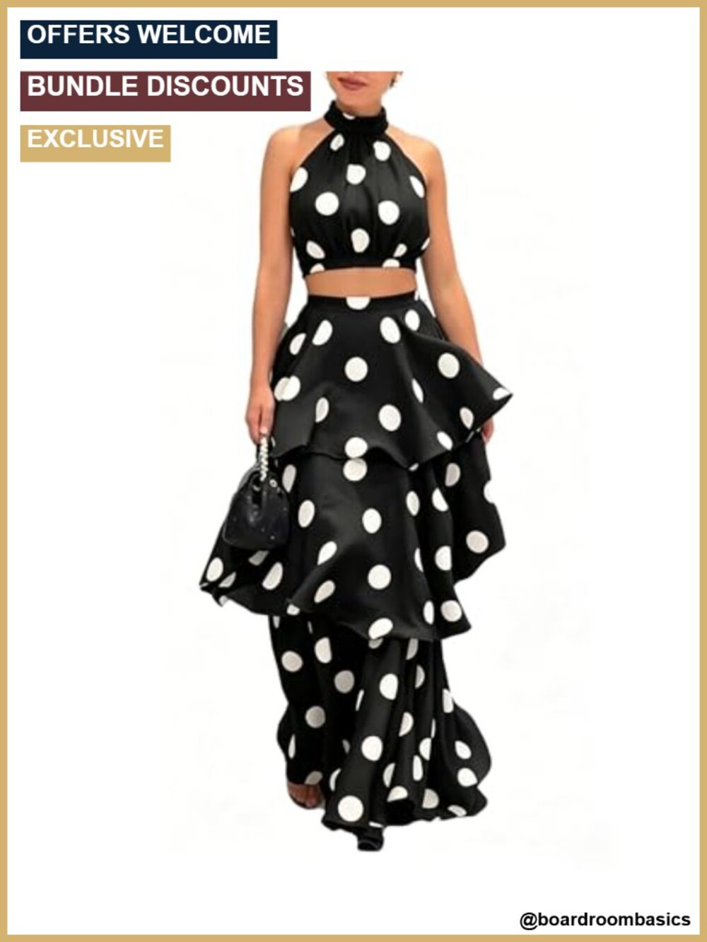 Sleeveless Polka Dot Two Piece Skirt Set for Women Maxi Vacation Outfit